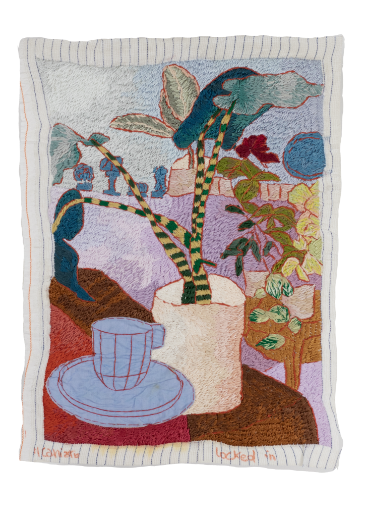 Format A3. Embroidery and applique on cotton canvas