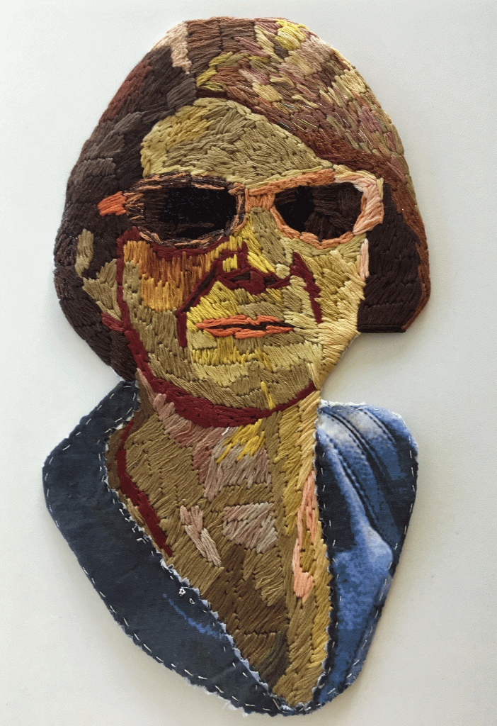 Portrait of my friend Lucia with printed shirt